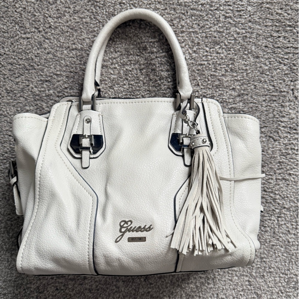 Guess Lily’s Dream Satchel with Tassel Charm in Stone